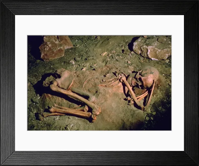Framed Print : Paleolithic ritual burial of a woman Framed Print : Paleolithic ritual burial of a woman