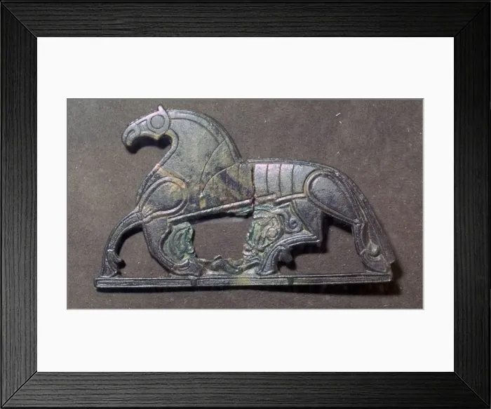 Framed Print : Bronze plaque of a horse, 5th-9th century Framed Print : Bronze plaque of a horse, 5th-9th century