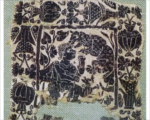 Coptic Textie of a panther attacking a man, 6th century