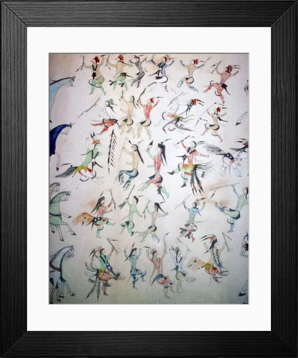 Framed Print : Depiction of the Grass Dance, drawn by Turning Bear, a Brule Sioux Chief of the Dakota Indians Framed Print : Depiction of the Grass Dance, drawn by Turning Bear, a Brule Sioux Chief of the Dakota Indians