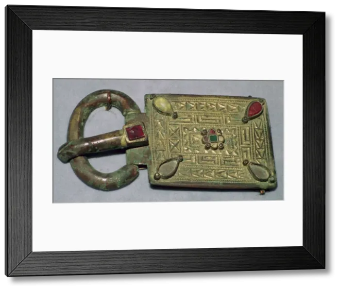 Framed Print : Visigothic Belt-Buckle, 6th century Framed Print : Visigothic Belt-Buckle, 6th century