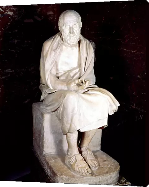 Statue of seated man said to be Herodotus, Ancient Greek historian