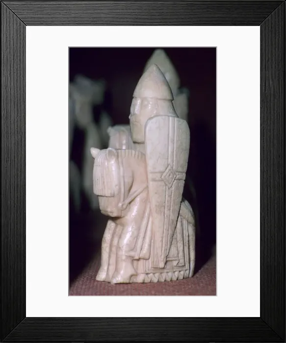 Framed Print : A Knight - The Lewis Chessmen, (Norwegian?), c1150-c1200 Framed Print : A Knight - The Lewis Chessmen, (Norwegian?), c1150-c1200