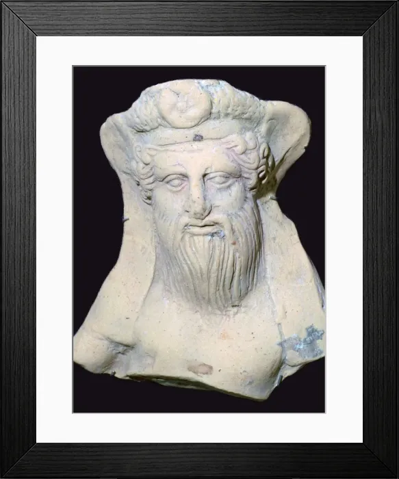 Framed Print : Terracotta head of Dionysus from a sanctuary Framed Print : Terracotta head of Dionysus from a sanctuary