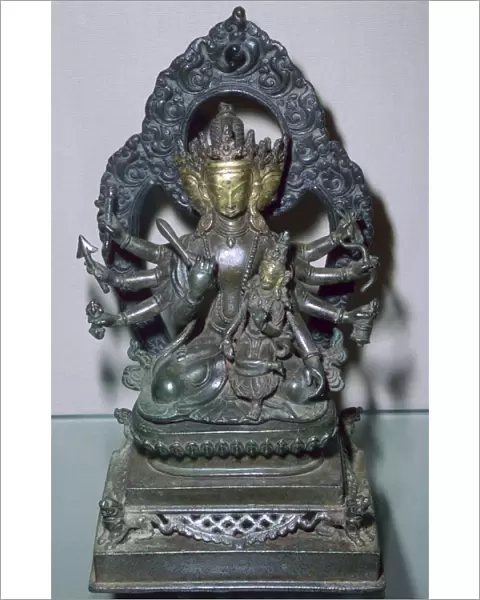 A bronze statuette of Bodhisattva Manjunatha, a Nepalese deity