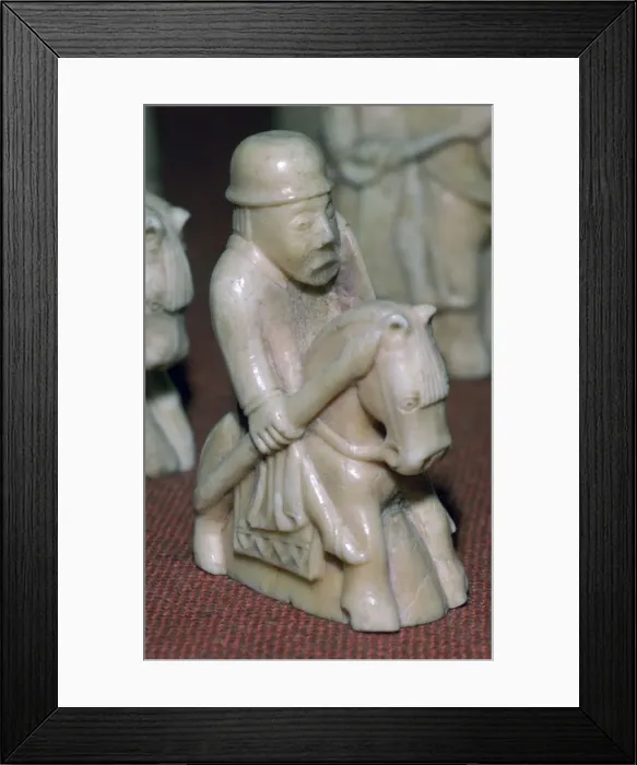 Framed Print : A Knight - The Lewis Chessmen, (Norwegian?), c1150-c1200 Framed Print : A Knight - The Lewis Chessmen, (Norwegian?), c1150-c1200