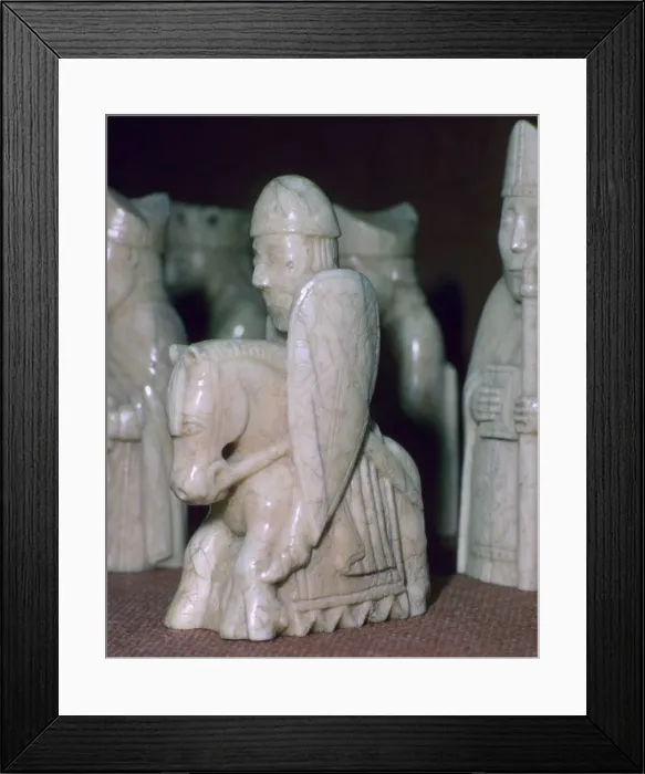 Framed Print : A Knight - The Lewis Chessmen, (Norwegian?), c1150-c1200 Framed Print : A Knight - The Lewis Chessmen, (Norwegian?), c1150-c1200
