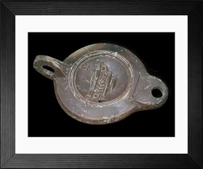Framed Print : Roman clay lamp, 2nd century Framed Print : Roman clay lamp, 2nd century