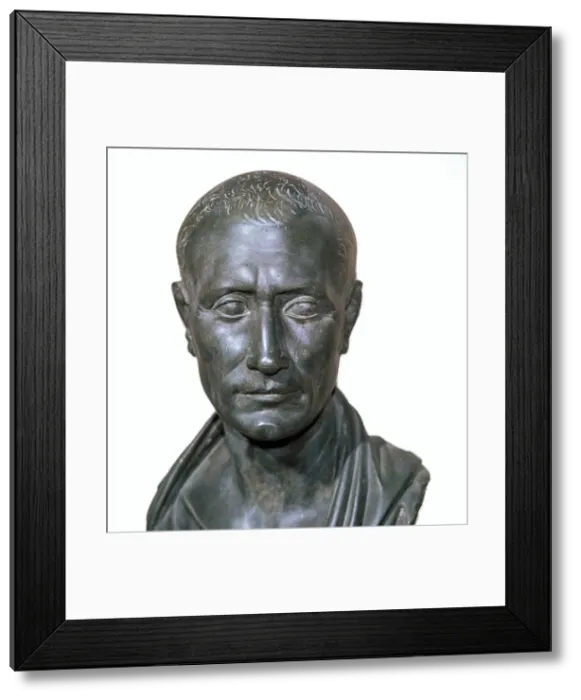Framed Print : Roman bronze portrait bust of Julius Caesar, 1st century BC Framed Print : Roman bronze portrait bust of Julius Caesar, 1st century BC