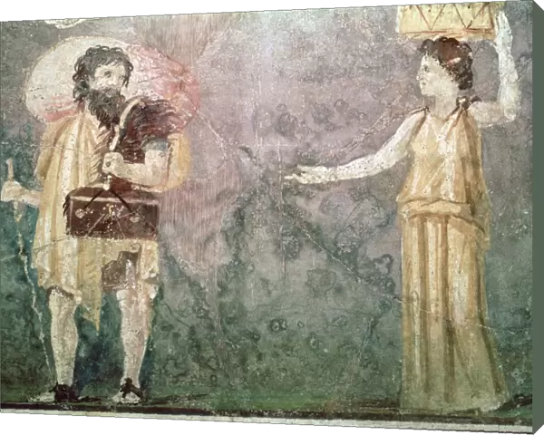 Roman wall painting of servants, 1st century BC