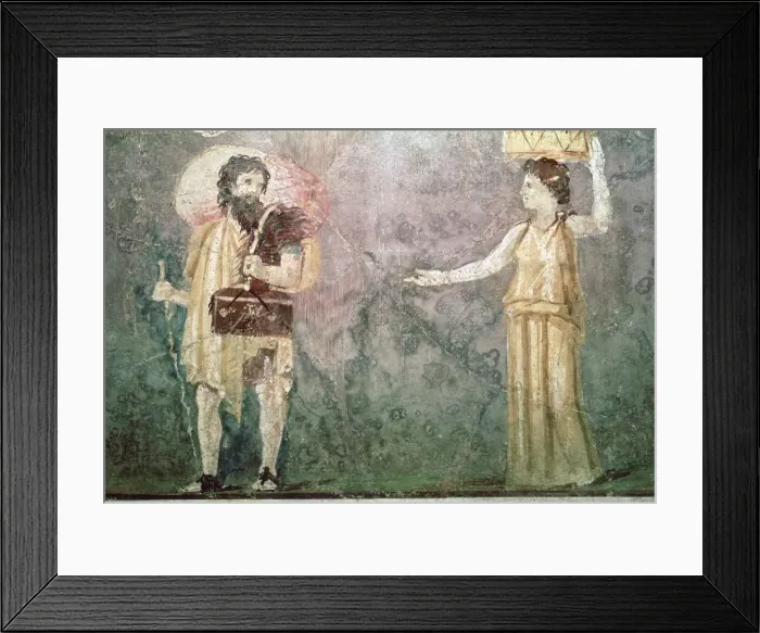 Framed Print : Roman wall painting of servants, 1st century BC Framed Print : Roman wall painting of servants, 1st century BC