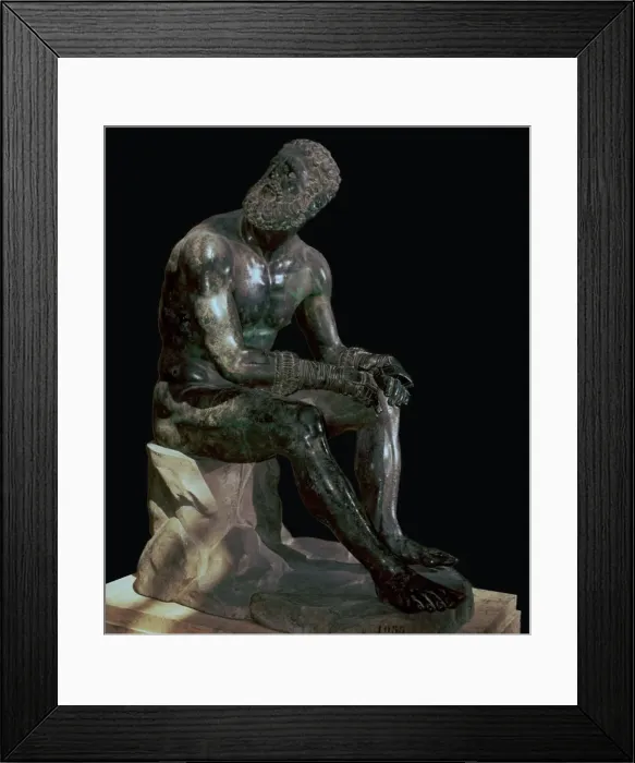 Framed Print : Bronze statue of a boxer