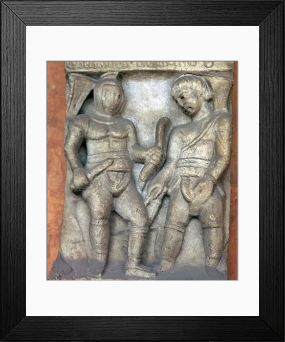 Framed Print : Depiction of Roman gladiators Framed Print : Depiction of Roman gladiators