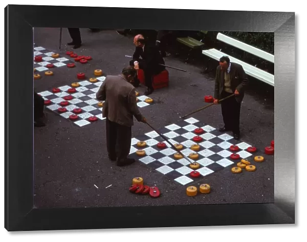 Outdoor Game of Draughts in Union Terrace Gardens in City Centre, Aberdeen, Scotland, c1960s. Artist: CM Dixon