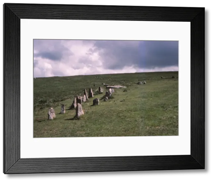 Framed Print : Stone Alignment on Shovel Down, 3rd-2nd millenium BC. Devon, Dartmoor, 20th century. Artist: CM Dixon Framed Print : Stone Alignment on Shovel Down, 3rd-2nd millenium BC. Devon, Dartmoor, 20th century. Artist: CM Dixon