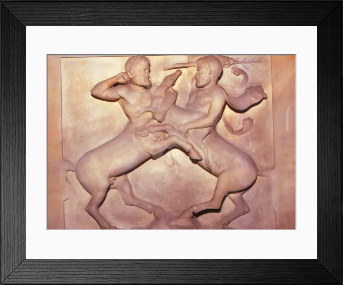 Framed Print : Two Centaurs Fighting over a young deer, Late 5th century BC, (20th century) Framed Print : Two Centaurs Fighting over a young deer, Late 5th century BC, (20th century)