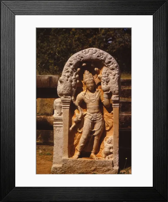 Framed Print : Naga King on a Guardstone at entrance to Ratanapasada, Anuradhapura, 8-9th century. (20th century) Framed Print : Naga King on a Guardstone at entrance to Ratanapasada, Anuradhapura, 8-9th century. (20th century)