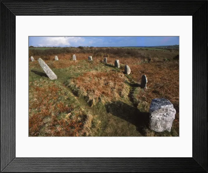 Framed Print : Boscawen-Un Stone Circle near St. Buryan, Penwith, Cornwall, 20th century. Artist: CM Dixon Framed Print : Boscawen-Un Stone Circle near St. Buryan, Penwith, Cornwall, 20th century. Artist: CM Dixon