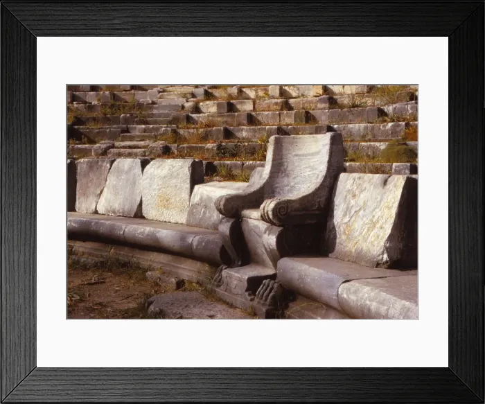Framed Print : Prohedriai in the Greek Theatre of Priene, Turkey, 20th century Framed Print : Prohedriai in the Greek Theatre of Priene, Turkey, 20th century