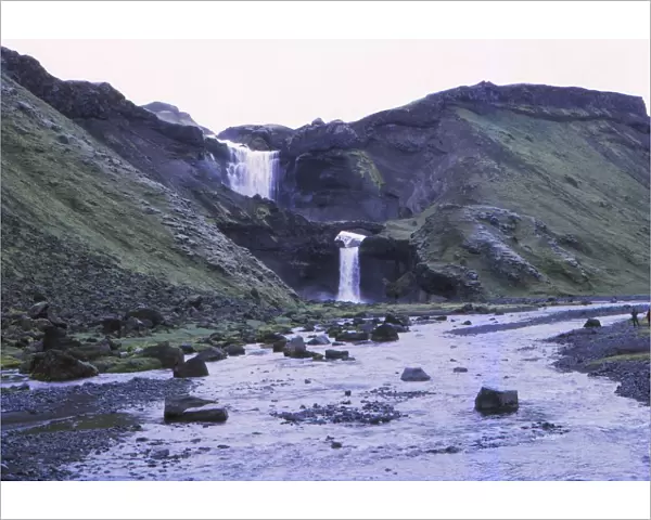 Ofaerofoss Waterfall in Eldgja (Fire Gorge), Central Iceland, 20th century. Artist: CM Dixon