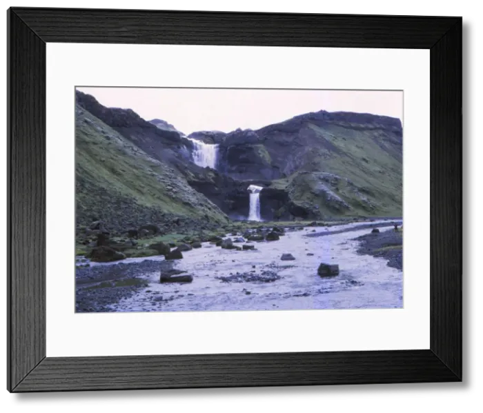 Framed Print : Ofaerofoss Waterfall in Eldgja (Fire Gorge), Central Iceland, 20th century. Artist: CM Dixon Framed Print : Ofaerofoss Waterfall in Eldgja (Fire Gorge), Central Iceland, 20th century. Artist: CM Dixon