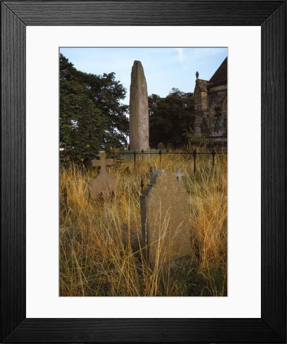 Framed Print : Prehistoric Monolith in Churchyard of Rudston, Humberside, UK, 20th century. Artist: CM Dixon Framed Print : Prehistoric Monolith in Churchyard of Rudston, Humberside, UK, 20th century. Artist: CM Dixon