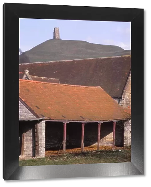 Glastonbury Tor and Ancient Tithe Barn, Somerset, 20th century. Artist: CM Dixon