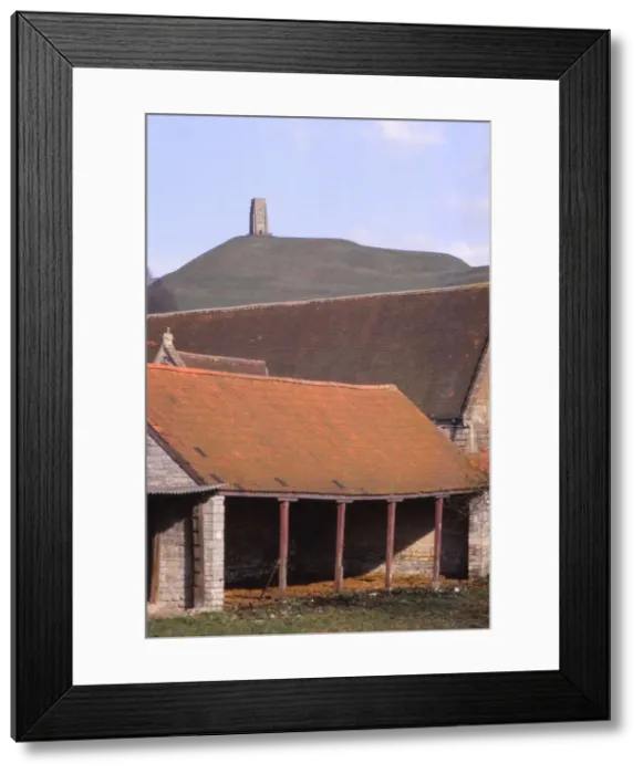 Framed Print : Glastonbury Tor and Ancient Tithe Barn, Somerset, 20th century. Artist: CM Dixon Framed Print : Glastonbury Tor and Ancient Tithe Barn, Somerset, 20th century. Artist: CM Dixon