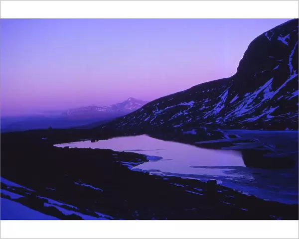 Scotland, Ross-Shire. Sunset at Loch Toll An Lochain below An Teallach, April. Artist: CM Dixon