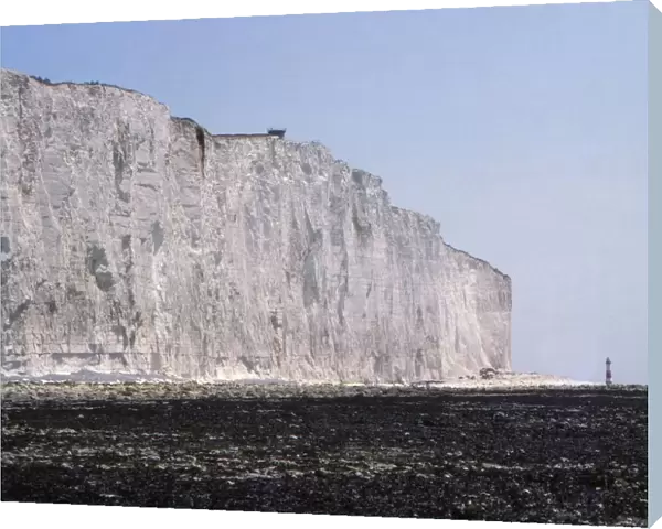 Chalk Cliffs and Lighthouse at Beachy Head, Sussex, 20th century. Artist: CM Dixon