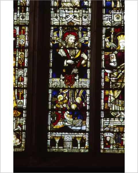 St. Andrew with cross, Hereford Cathedral, England, 20th century. Artist: CM Dixon