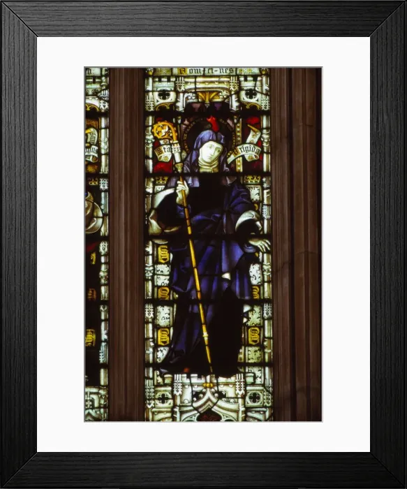 Framed Print : St. Brigid in West Window of Hereford Cathedral, 20th century. Artist: CM Dixon Framed Print : St. Brigid in West Window of Hereford Cathedral, 20th century. Artist: CM Dixon