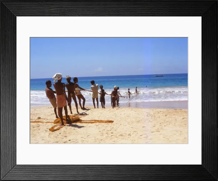 Framed Print : Pulling in Fishing Net from Indian Ocean, Hikkaduwa, West Coast Sri Lanka, 20th century. Artist: CM Dixon Framed Print : Pulling in Fishing Net from Indian Ocean, Hikkaduwa, West Coast Sri Lanka, 20th century. Artist: CM Dixon