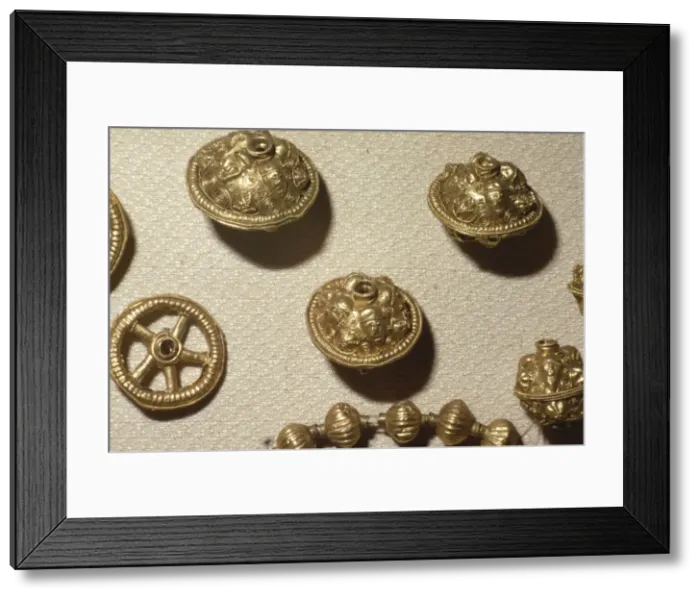 Framed Print : Celtic Gold Amulets, from the Treasure of Szarazd-Regly, Tolna County, Hungary, c. 6th century BC Framed Print : Celtic Gold Amulets, from the Treasure of Szarazd-Regly, Tolna County, Hungary, c. 6th century BC