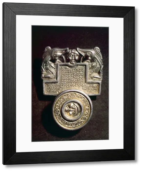 Framed Print : Gilt-Bronze Brooch, Germanic Iron Age, Denmark, c. 500AD Framed Print : Gilt-Bronze Brooch, Germanic Iron Age, Denmark, c. 500AD