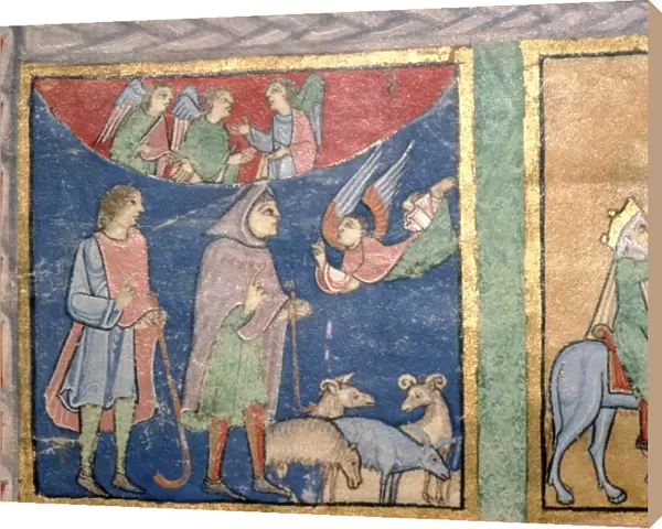 Detail of a Psalter, Annunciation to the Shepherds, c1140