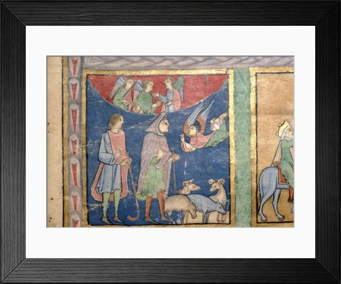 Framed Print : Detail of a Psalter, Annunciation to the Shepherds, c1140 Framed Print : Detail of a Psalter, Annunciation to the Shepherds, c1140