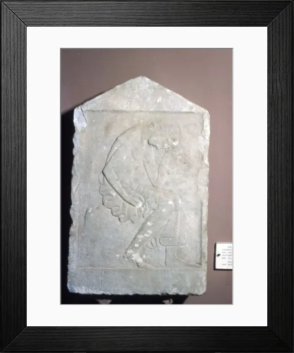 Framed Print : Greece, Sparta, Funeral relief from Geraki in Severe Style, c5th century BC Framed Print : Greece, Sparta, Funeral relief from Geraki in Severe Style, c5th century BC