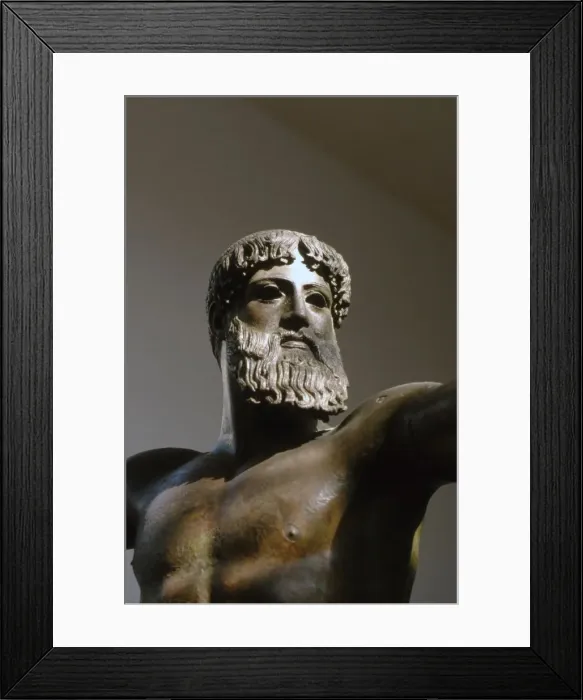 Framed Print : Greek Bronze Statue of Poseidon found in sea near Cape Artemisian, c5th century BC Framed Print : Greek Bronze Statue of Poseidon found in sea near Cape Artemisian, c5th century BC