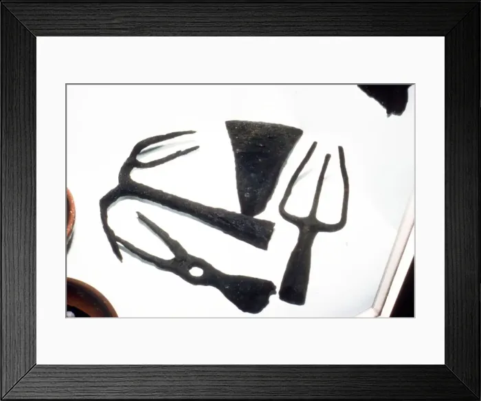 Framed Print : Roman Iron Agricultural Tools at Chatillon-Sur-Seine. France, c1st-2nd century Framed Print : Roman Iron Agricultural Tools at Chatillon-Sur-Seine. France, c1st-2nd century