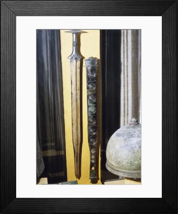Framed Print : Celtic Bronze Sword and Scabbard (Sheath), France, 8th century BC Framed Print : Celtic Bronze Sword and Scabbard (Sheath), France, 8th century BC