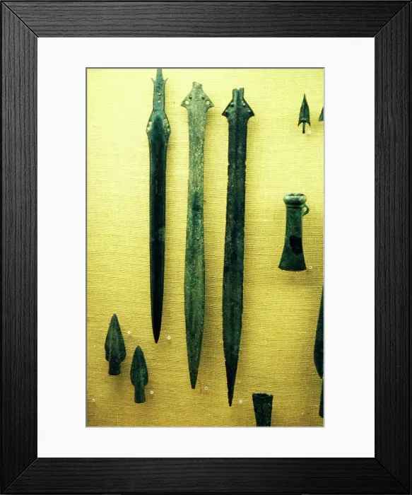 Framed Print : Celtic Bronze Iron Age Sword-Blades from Rive Seine at Paris, c800BC