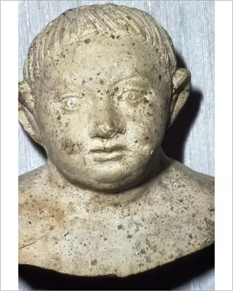 Roman Pipeclay Head of Child from Roman grave at Colchester, Essex, c2nd-3rd century