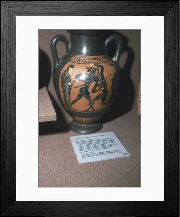 Framed Print : Amphora, Theseus and the Minotaur, 6th century BC Framed Print : Amphora, Theseus and the Minotaur, 6th century BC