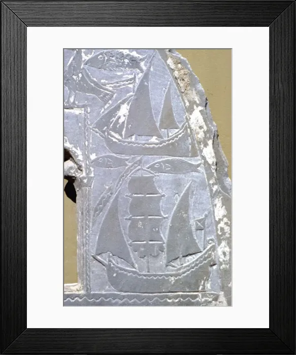 Framed Print : Detail of ships on carved lunette (window) from Greek Byzantine church, 9th-10th Century Framed Print : Detail of ships on carved lunette (window) from Greek Byzantine church, 9th-10th Century