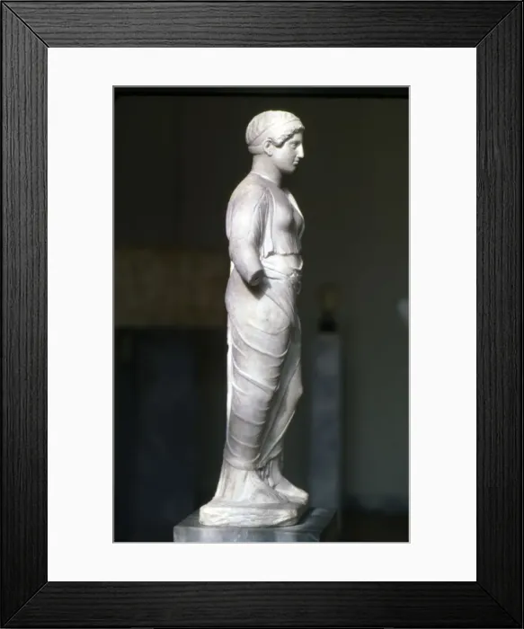 Framed Print : Kore, Persephone wearin Ionaian Chiton and Himation Attic Sculpture, c420 BC Framed Print : Kore, Persephone wearin Ionaian Chiton and Himation Attic Sculpture, c420 BC