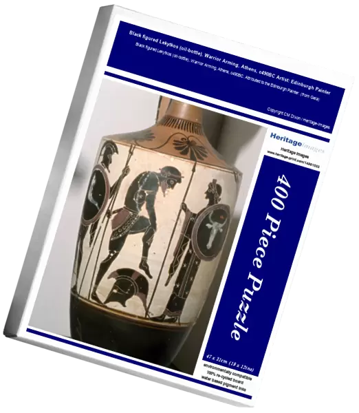 Black figured Lekytkos (oil-bottle), Warrior Arming, Athens, c490BC Artist: Edinburgh Painter