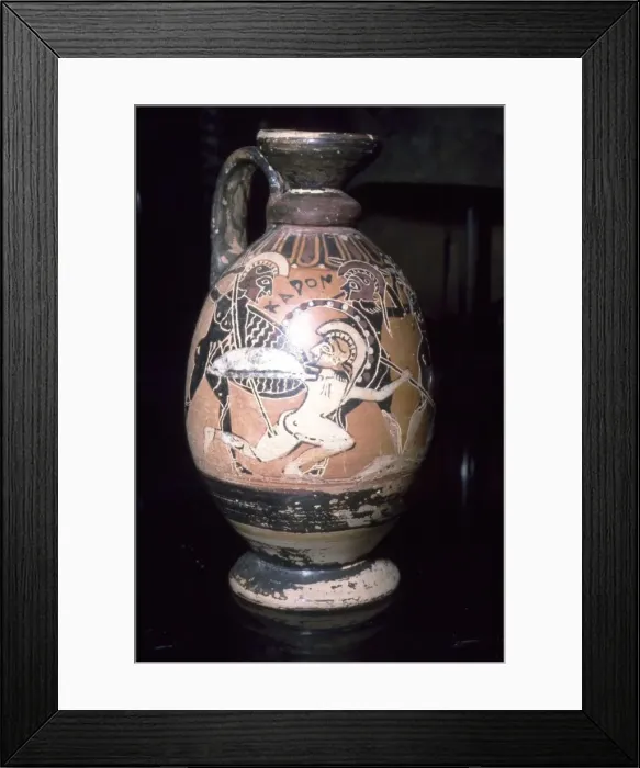 Framed Print : Corinthian Lekythos with warriors, c575 BC Framed Print : Corinthian Lekythos with warriors, c575 BC