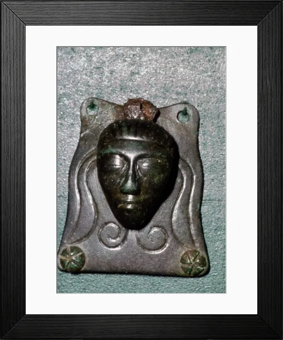 Framed Print : Head on Celtic Bronze Mount from Manching, Celtic Oppidium, 1st century BC Framed Print : Head on Celtic Bronze Mount from Manching, Celtic Oppidium, 1st century BC