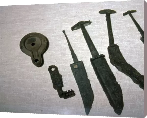 Roman Iron Swords, Key and Clay Lamp from Bavaria, Germany, c2nd century BC-5th century